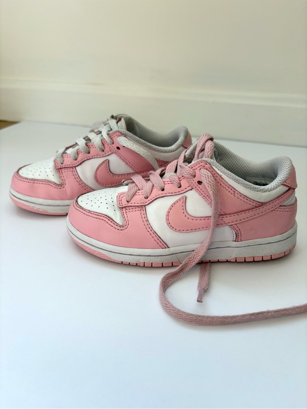 Nike Dunk Low Kids Pink White Sneakers Size 11 Toddler Girls Lace Up
